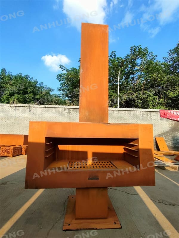 freestanding outdoor corten steel big fireplace