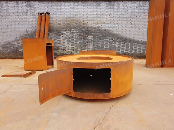 corten steel gas fire pit for outdoor used