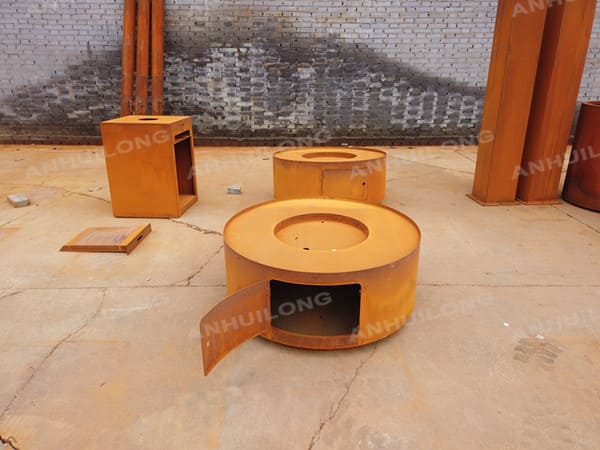 corten steel gas fire pit for outdoor used