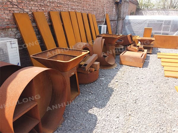 corten steel outdoor used round freestanding wood storage