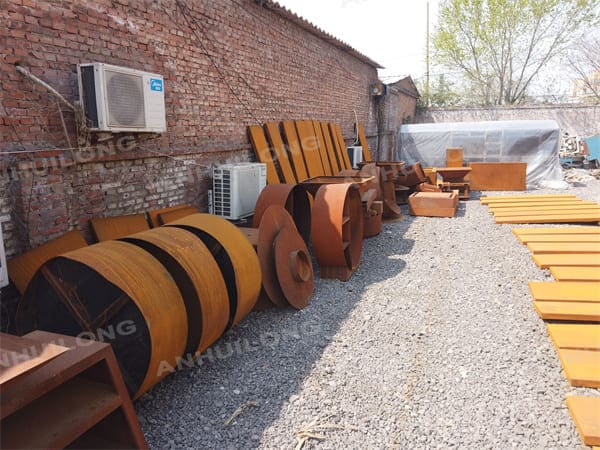 corten steel outdoor used round freestanding wood storage