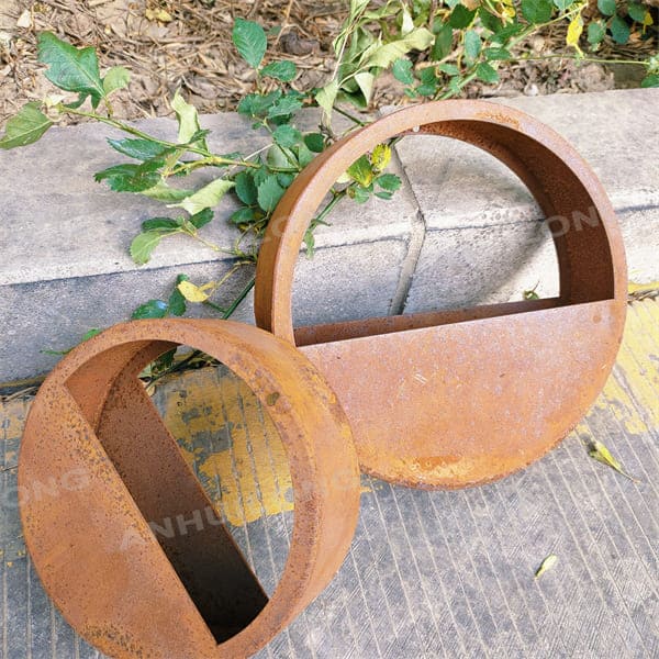 Industrial Landscape copper color planter for Holiday Village