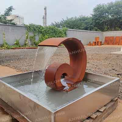 Decorative rust corten steel water fountain