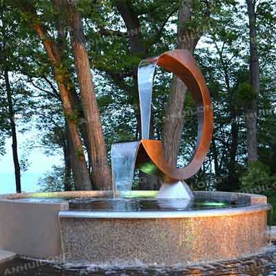 Decorative rust corten steel water fountain