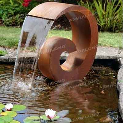 Outdoor natural water feature design factory supplier Corten waterfall fountain with lights