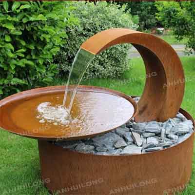 Outdoor natural water feature design factory supplier Corten waterfall fountain with lights