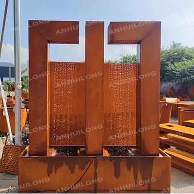 Outdoor Garden Landscaping Metal Rain Curtain Corten Steel Water Feature