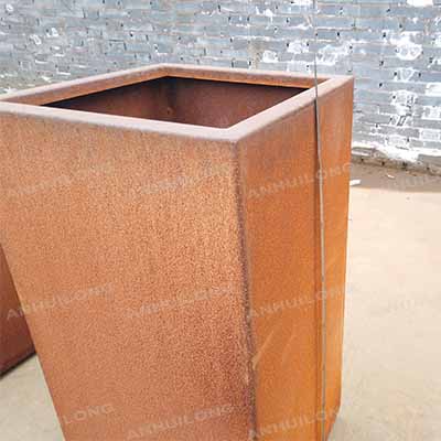 Outdoor corten steel round flower pot outside garden metal planters cheap park large plant pots for sale