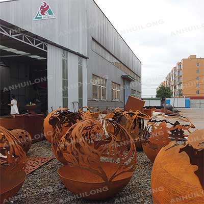 Corten Steel Country Theme Sphere Outdoor Firepits Sphere