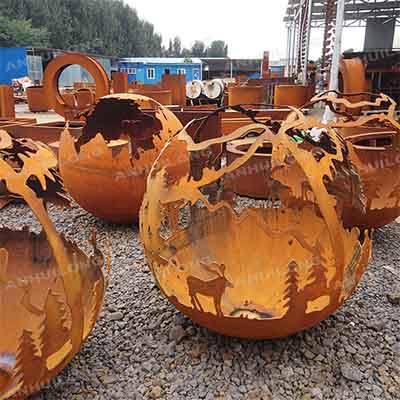 Corten Steel Country Theme Sphere Outdoor Firepits Sphere