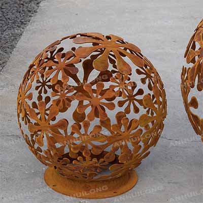 Corten Steel Country Theme Sphere Outdoor Firepits Sphere