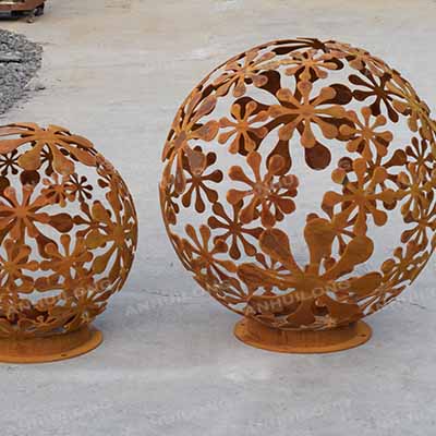 Corten Steel Decoration Garden Fire Pit Ball Globe Fire Pit