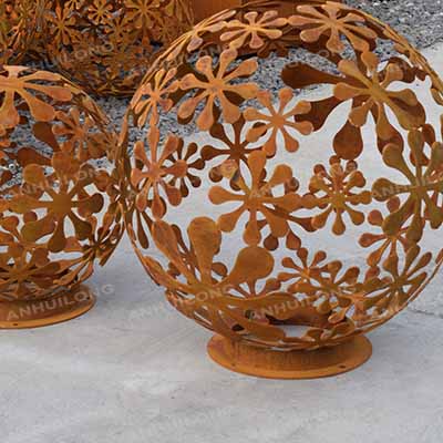 Corten Steel Decoration Garden Fire Pit Ball Globe Fire Pit