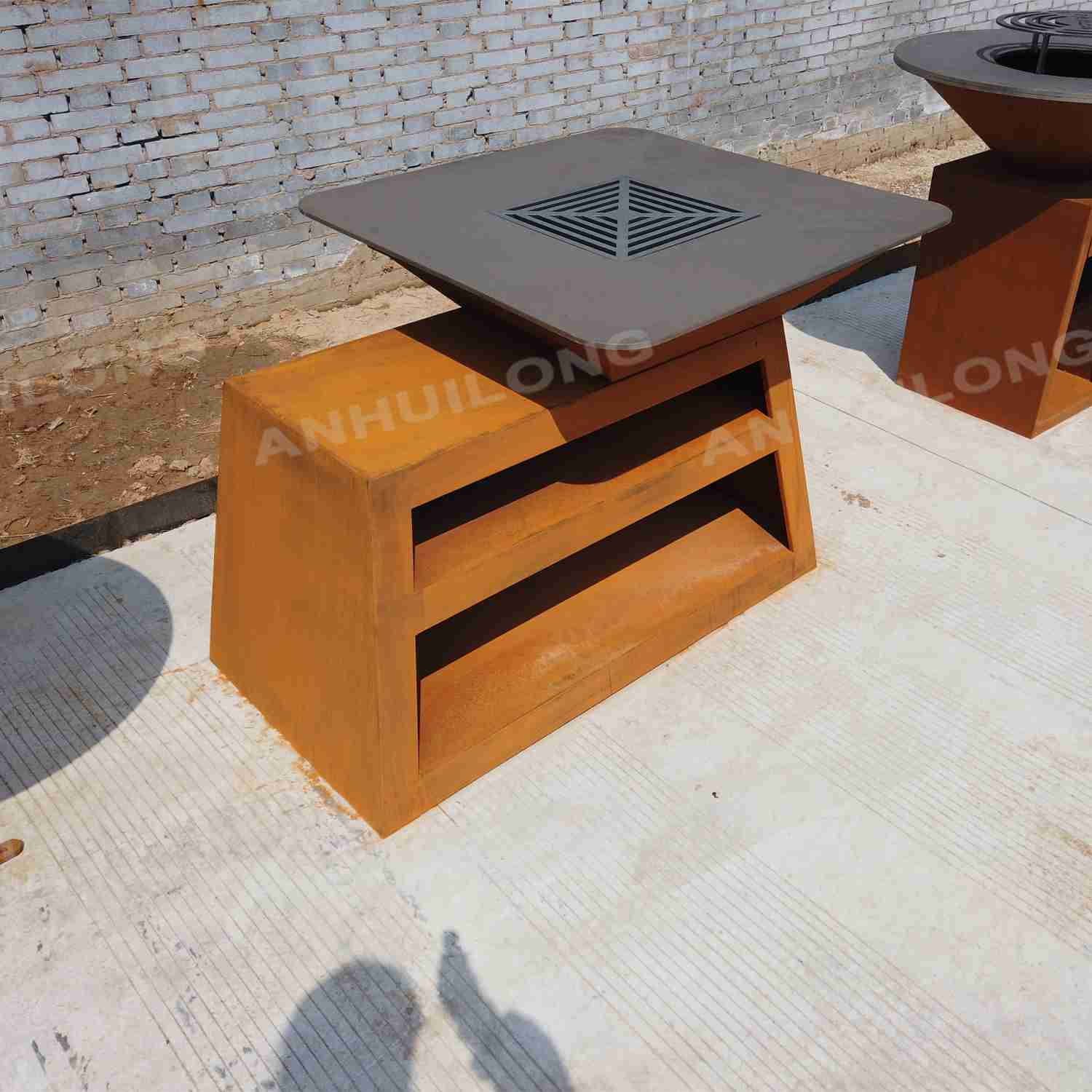 Durable and Stylish Corten BBQ Perfect for Entertaining Outdoors  Rustic Charcoal Grill for Outdoor Cooking