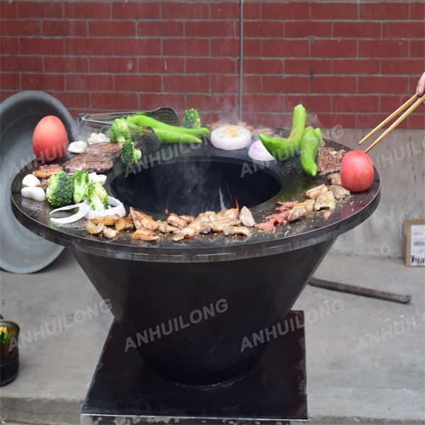 Black Painted Corten Steel BBQ Grill for Outdoor and Cooking and Party