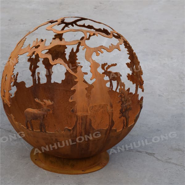 Rustic style and rust color corten steel fire pit for backyard