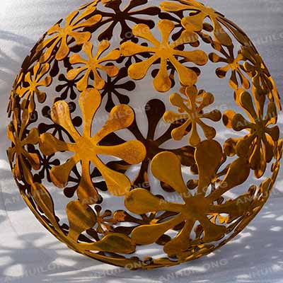 Garden Decorations Corten Steel Fire Ball Laser Cutting