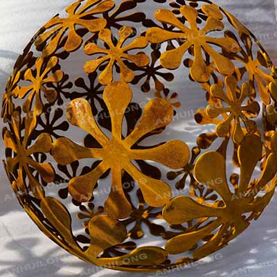 Garden Laser Cut Corten Steel Outdoor Fire Pit Ball