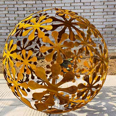 Garden Laser Cut Corten Steel Outdoor Fire Pit Ball