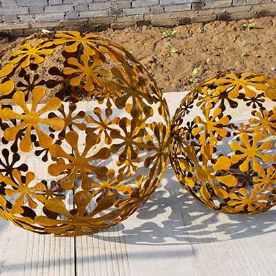 Garden Laser Cut Corten Steel Outdoor Fire Pit Ball