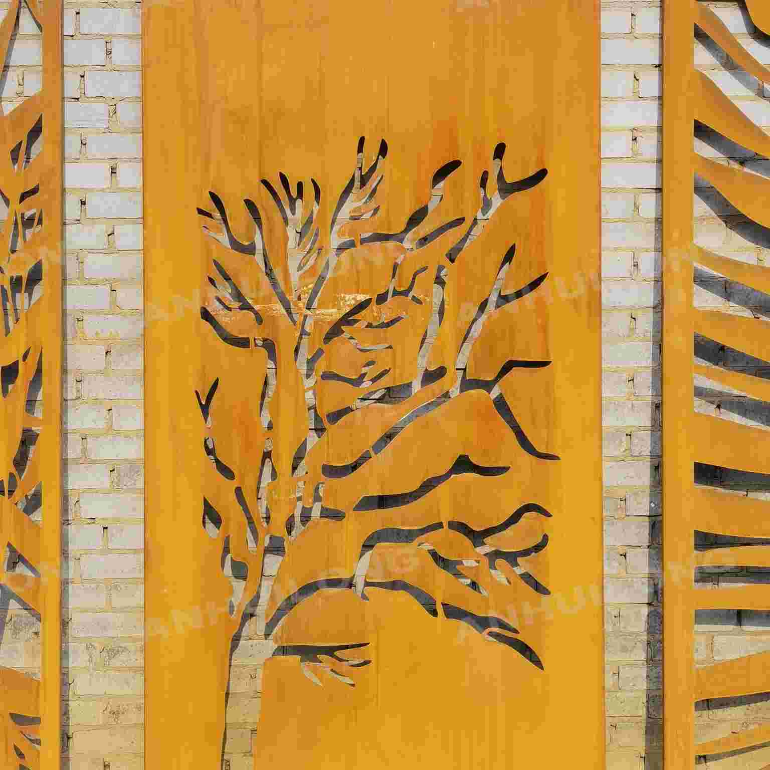 Room divider corten steel fence for garden art