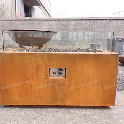 modern metal outdoor backyard garden corten steel fireplace