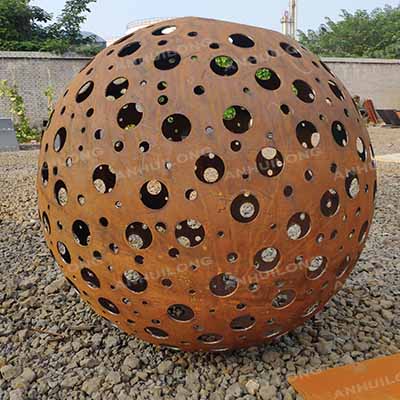 Laser Cut Warming Corten Steel Outdoor Fire Pit Ball