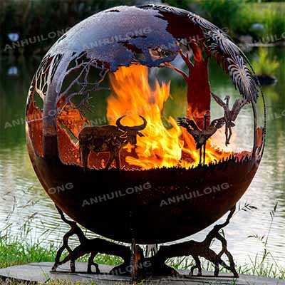 New Design Outdoor Firepit Corten Steel wood burning fire ball