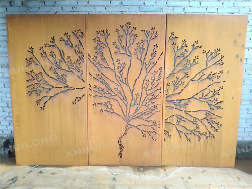 High-Quality Laser-Cut Weathering-Resistant Steel Chinese Style Rusty Bamboo Screen