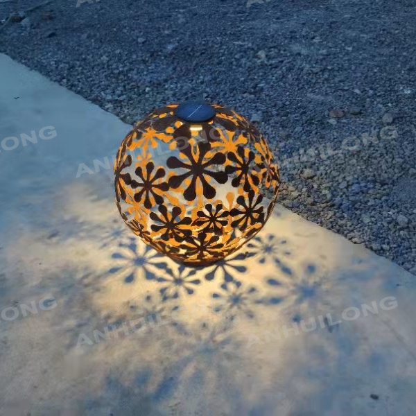 Rustic-style corten lightbox for courtyard lighting