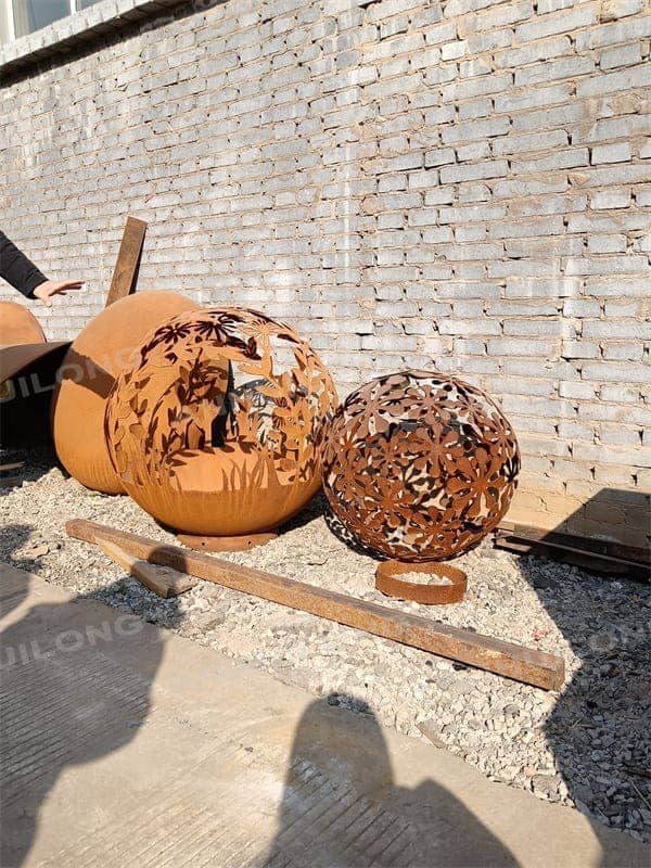 Nature Style Rectangular corten steel fire pit ball