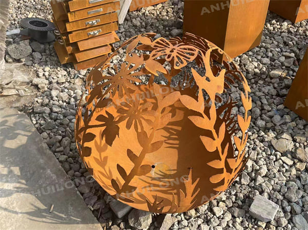 Nature Style Rectangular corten steel fire pit ball