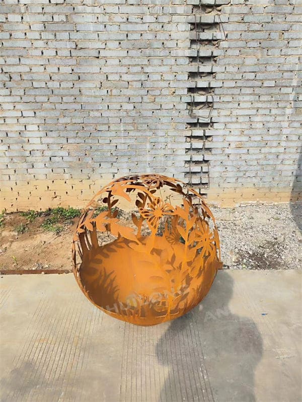 Nature Style Rectangular corten steel fire pit ball