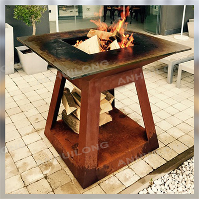 wood burning longservice outdoor camping corten steel bbq grill