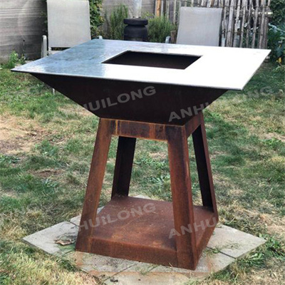 wood burning longservice outdoor camping corten steel bbq grill