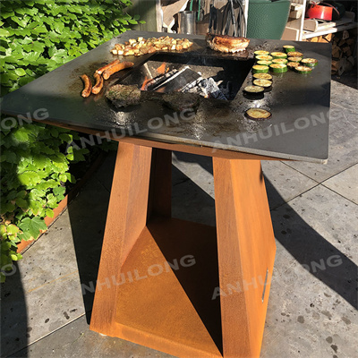 wood burning longservice outdoor camping corten steel bbq grill