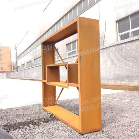 Rustic style corten steel wood storage for outdoor