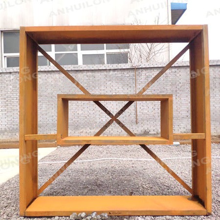 Rustic style corten steel wood storage for outdoor