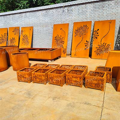 nostalgia and maintenance-free Corten Steel Planter for For Ornamental Garden