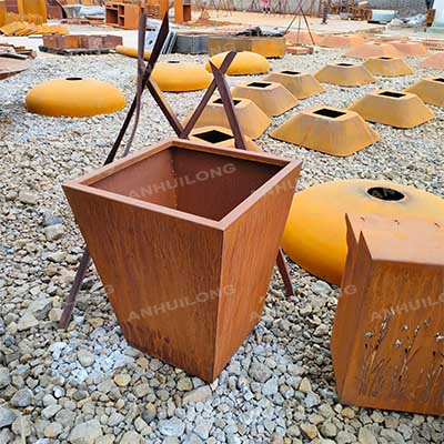 Custom Outdoor Flower Pot Planters Large Metal Big Garden Box Planters Corten Steel Garden