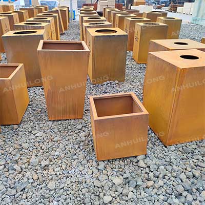 Custom Outdoor Flower Pot Planters Large Metal Big Garden Box Planters Corten Steel Garden