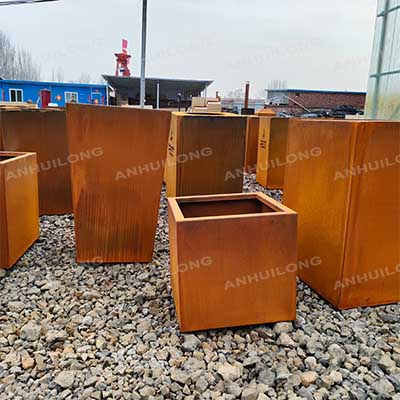 Custom Outdoor Flower Pot Planters Large Metal Big Garden Box Planters Corten Steel Garden