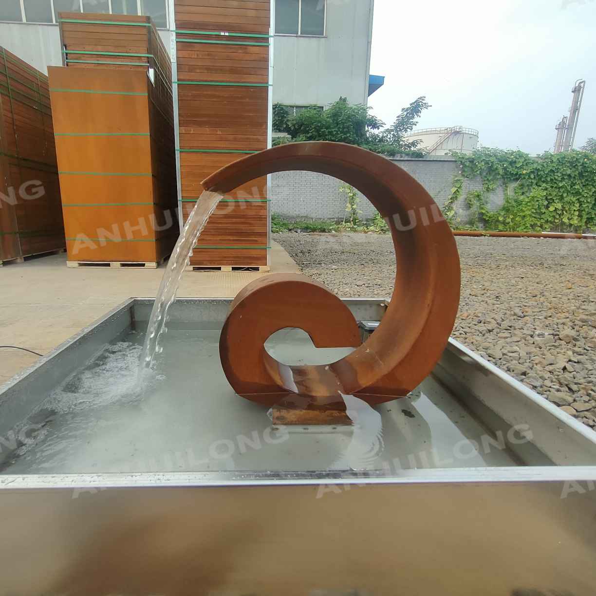 Outdoor natural water feature design factory supplier Corten waterfall fountain with lights