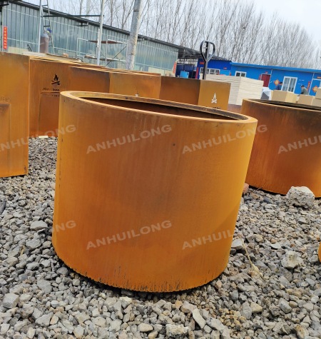 Circular Corten Steel Planters for Gardening Design