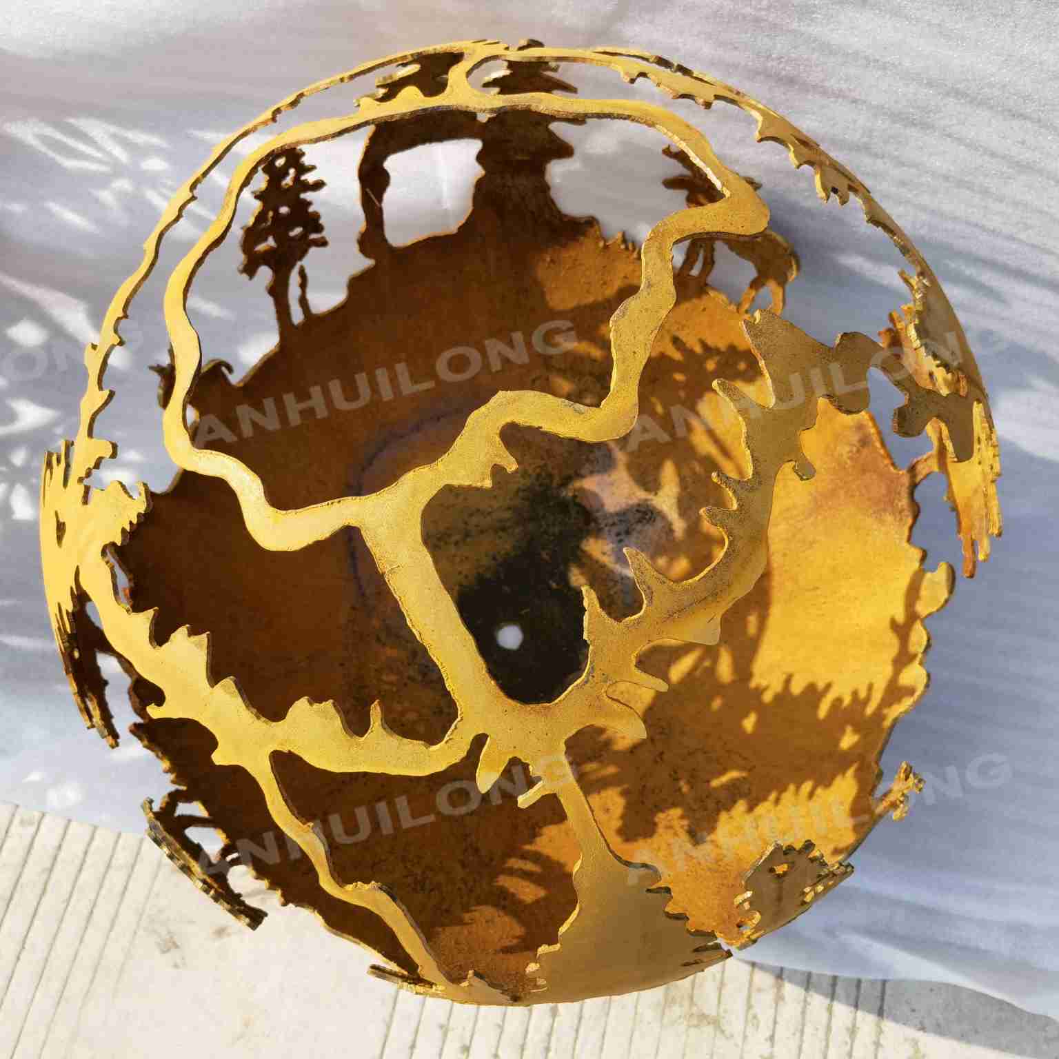 outdoor heavy duty fire sphere corten steel