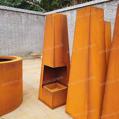 Vintage style Corten steel fire place for Outdoor Heating