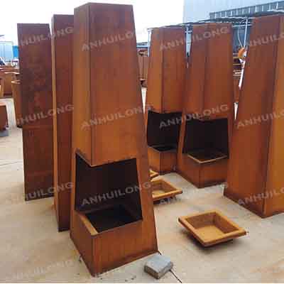 Vintage style Corten steel fire place for Outdoor Heating