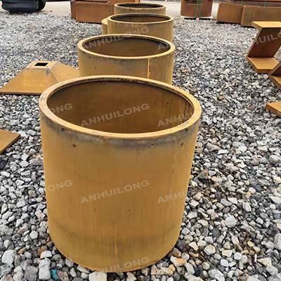 outdoor rectangular succulent corten  steel metal steel large flower pot