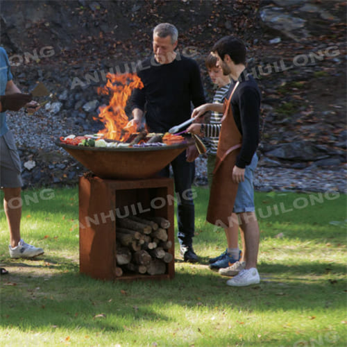 Rustic Outdoor Cooking Corten BBQ Grill Unique Charcoal barbeque grill