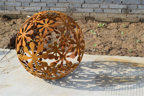 outdoor heavy duty fire sphere corten steel